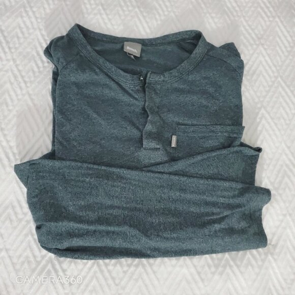 Bench Henley Long Sleeved Top in Heather Cyan Green- Size M (smaller fit) - Picture 5 of 7